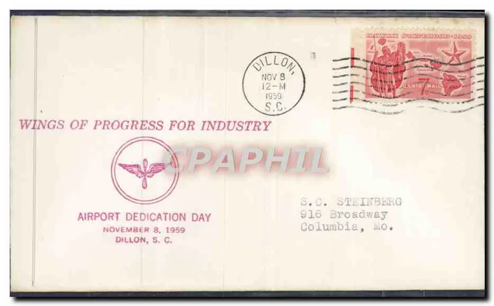 Dillon, S.C. — Flughafen-Weihe — Sonderausgabe 'Wings of Progress for Industry' - Vorderseite