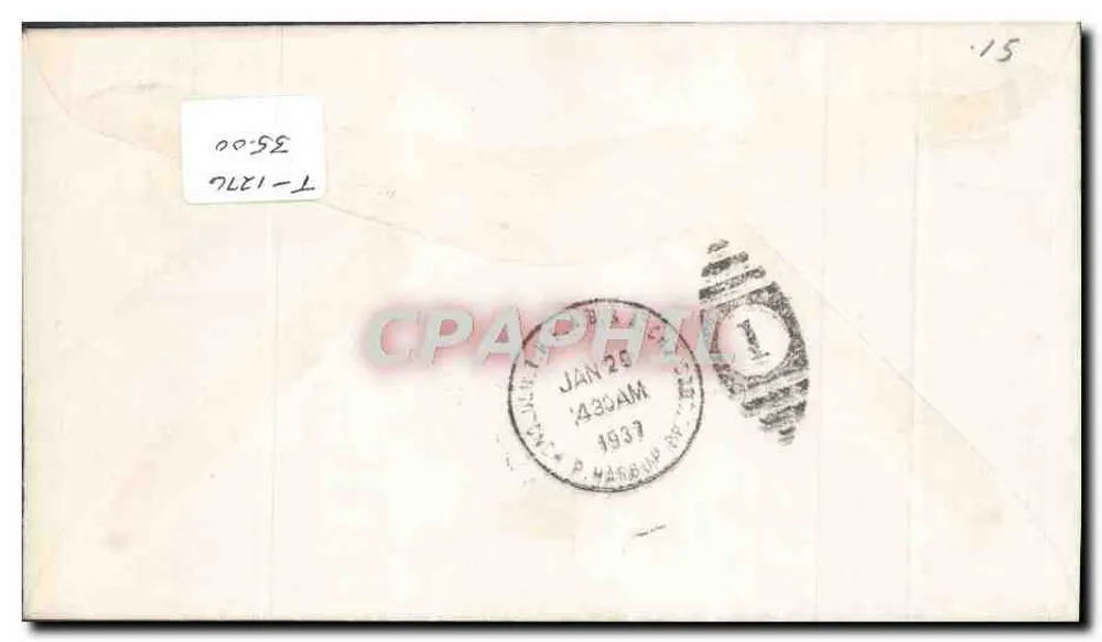 Erster Flug San Diego-Kalifornien — Pearl Harbor — U.S. Navy, 1937 - Rückseite