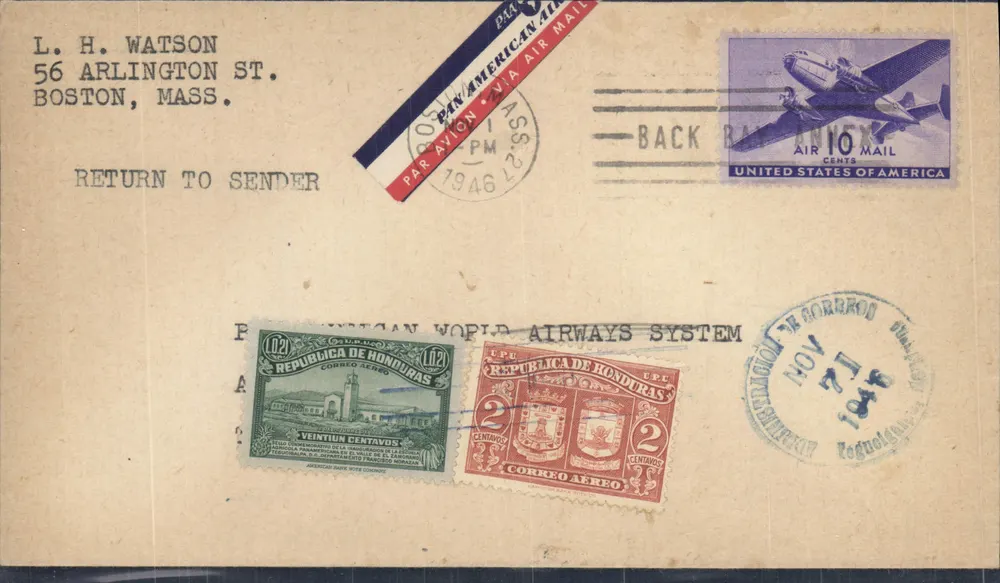 Honduras — Luftpost — Verlag: American World Airways System - Vorderseite