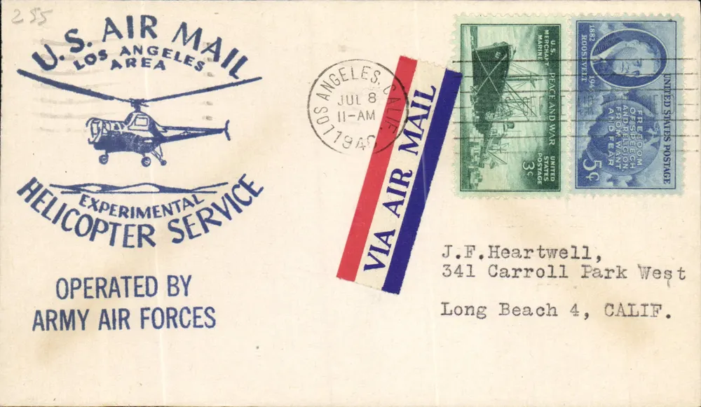 U.S. Air Mail Los Angeles Area — Experimenteller Hubschrauberdienst — Armee-Fliegertruppen - Vorderseite