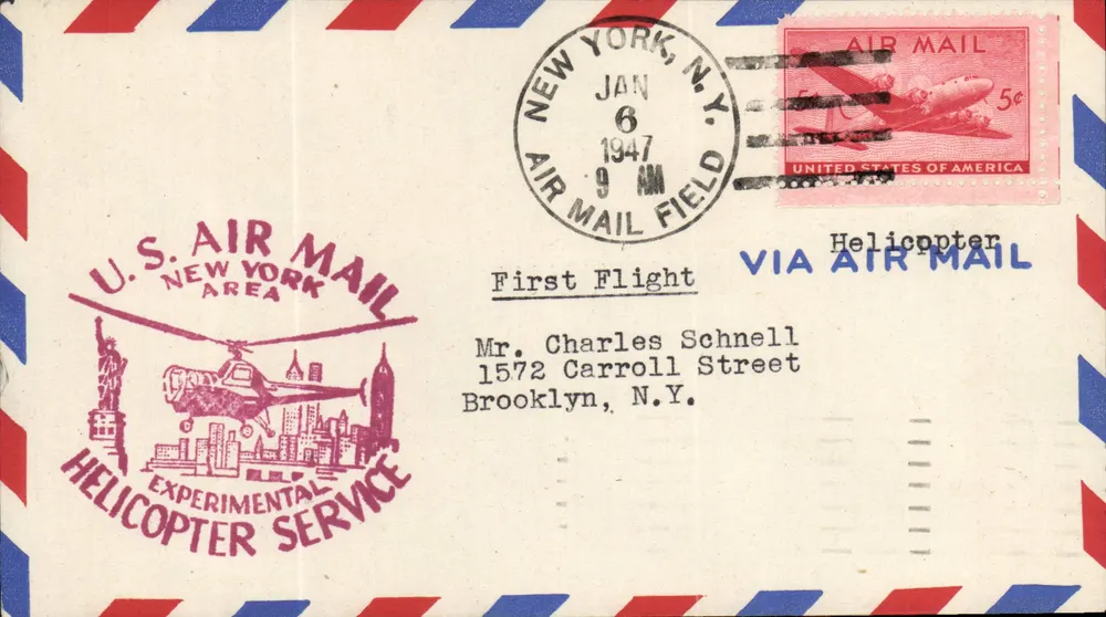 Erster Luftpostflug mit Hubschrauber in New York — U.S. Air Mail Experimental Helicopter Service - Vorderseite