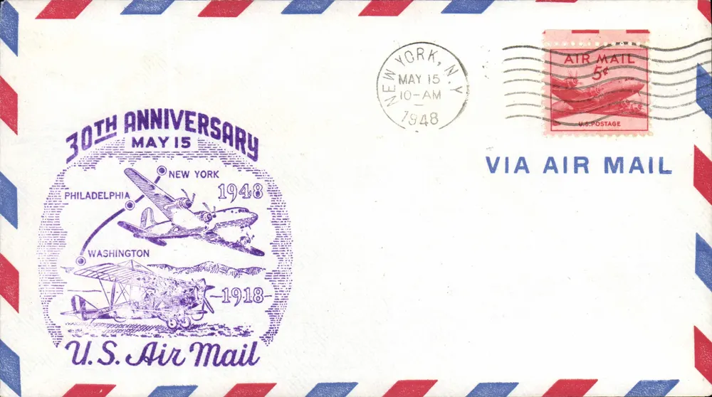 30. Jubiläum des U.S. Air Mail-Dienstes — New York, 15. Mai 1948 — U.S. Air Mail - Vorderseite