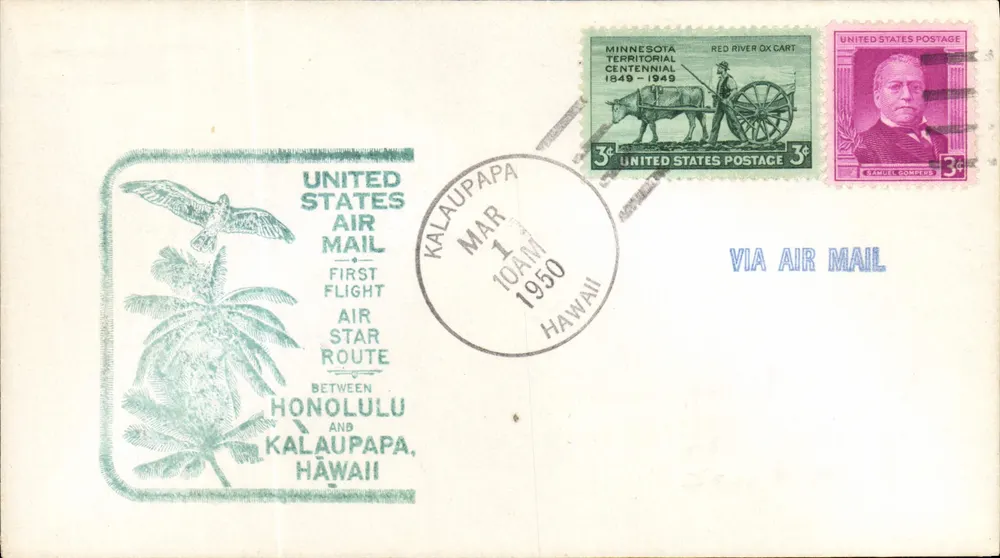Erster Flug Honolulu-Kalaupapa — Luftlinie Star — Verlag: United States Air Mail - Vorderseite