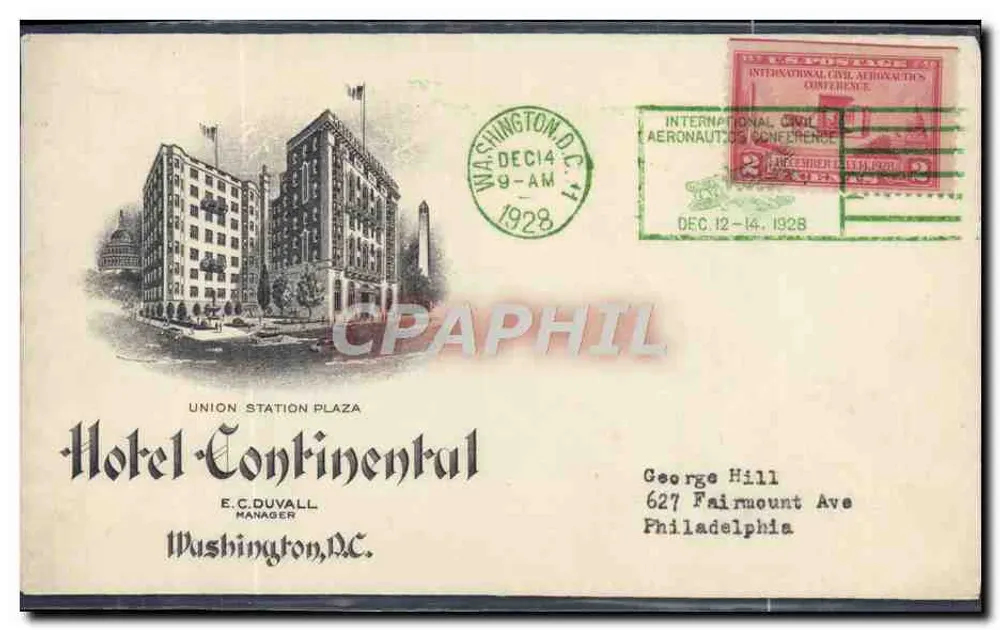 Hotel Continental — Union Station Plaza — Washington, D.C. — 1928 - Vorderseite
