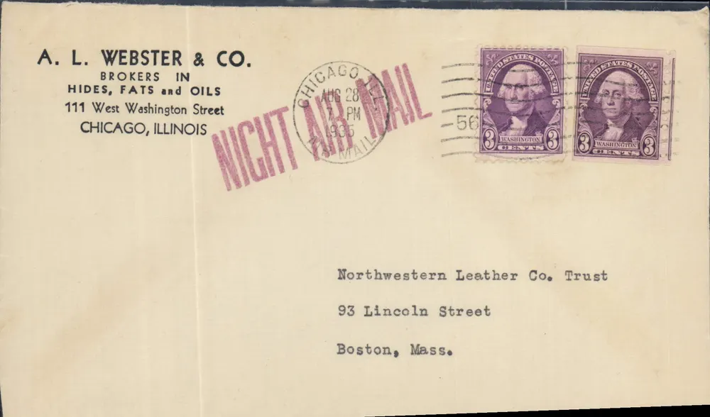 Chicago - A. L. Webster & Co. — Nachtluftpost — 1935 - Vorderseite