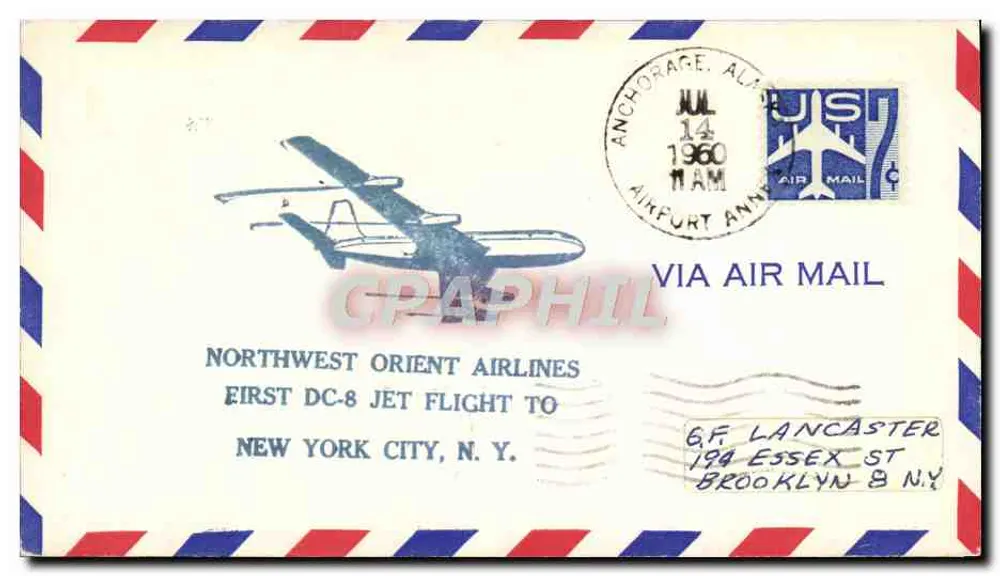 Erster DC-8-Flug der Northwest Orient Airlines — Anchorage, Alaska — 14. Juli 1960 - Vorderseite