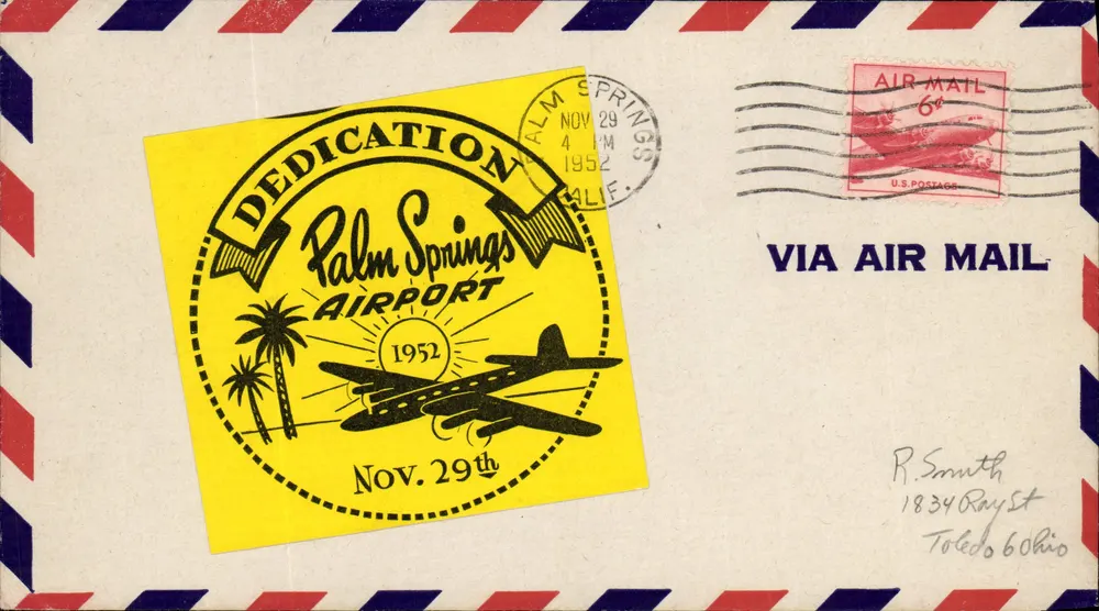 Einweihung des Palm Springs Airport — 29. November 1952 — U.S. Postage - Vorderseite