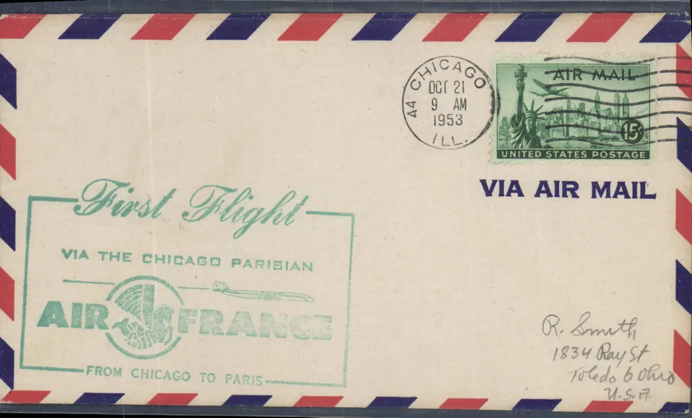 Erster Flug Chicago-Paris — Air France — 21. Oktober 1953 - Vorderseite