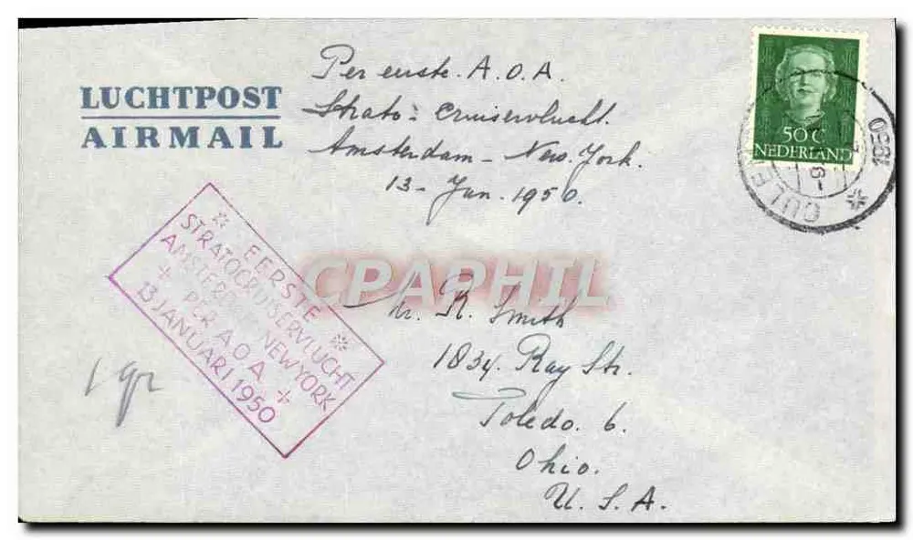Aéropostale Amsterdam - New York — Luchtpost, niederländischer Verlag, Seriennummer 192 - Vorderseite