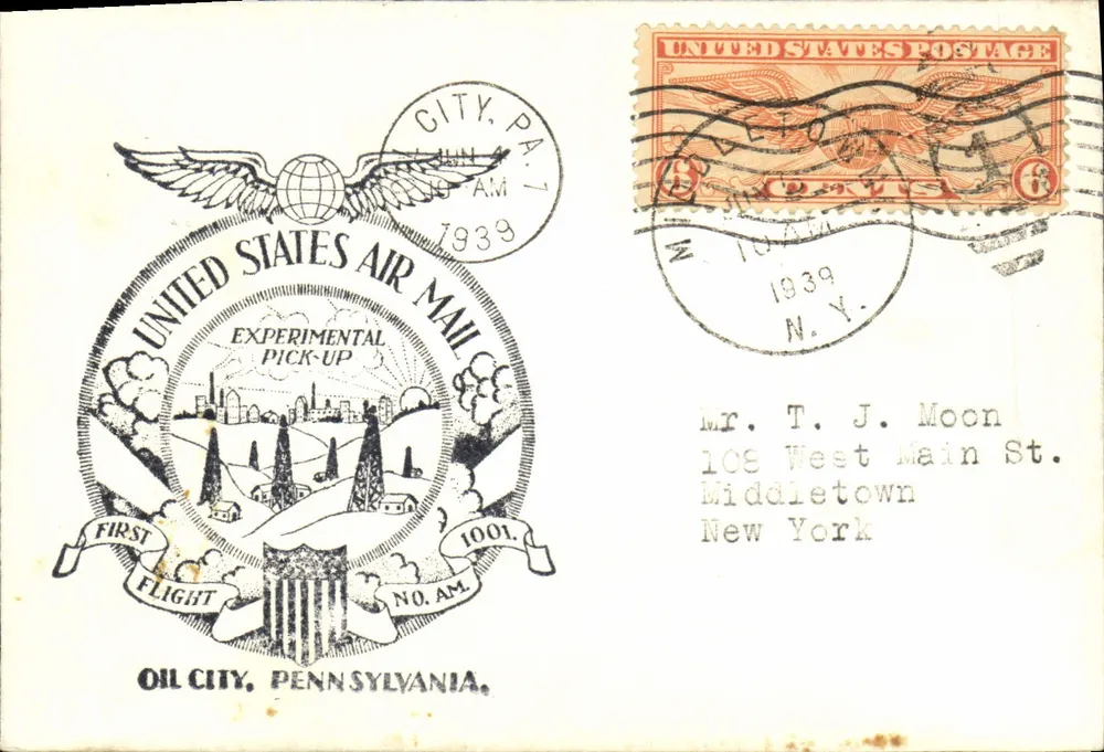 Erster experimenteller Flug — United States Air Mail — Oil City, Pennsylvania — 1939 - Vorderseite