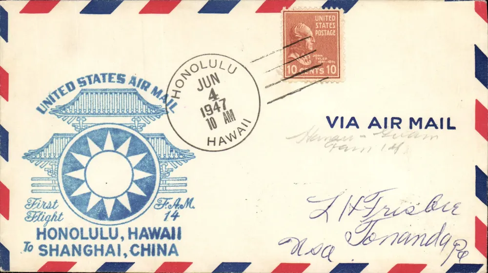 Erster Flug Honolulu - Shanghai — United States Air Mail — Sonderausgabe F.A.M. 14 - Vorderseite