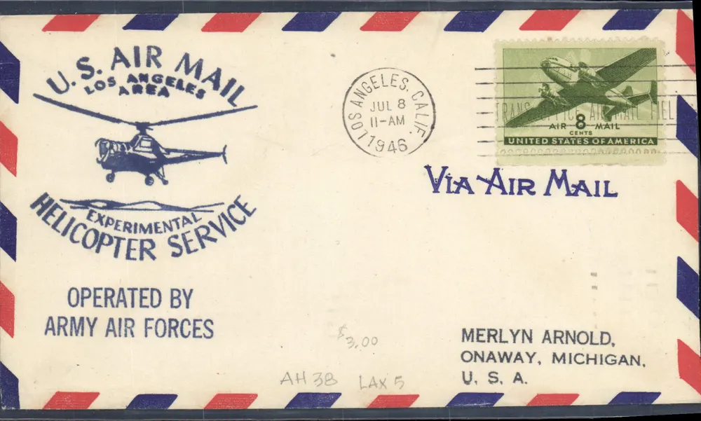 U.S. Air Mail Los Angeles Area — Helicopter Experimental Service — Army Air Forces - Vorderseite