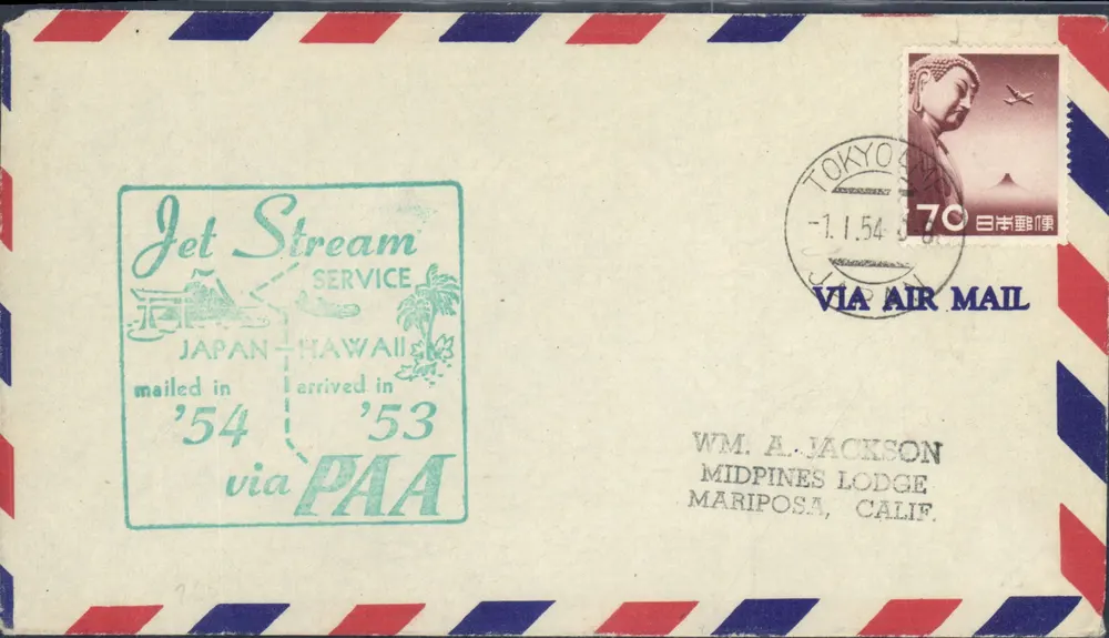 Luftbild Japan-Hawaii — Jet Stream Service — Tokyo, 1. Januar 1954 - Vorderseite