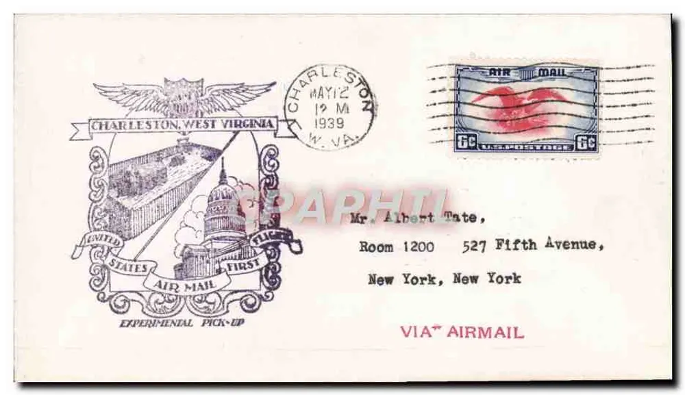 Charleston, West Virginia — Experimentelle Luftpostabholung — United States Air Mail - Vorderseite