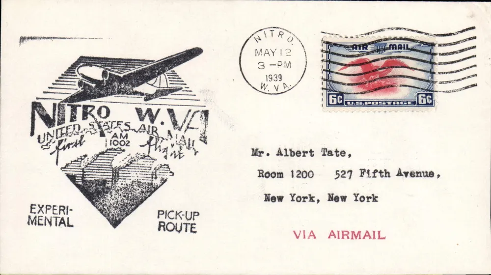 Nitro, W.Va. — Aeródromo experimental — United States Air Mail - Anverso