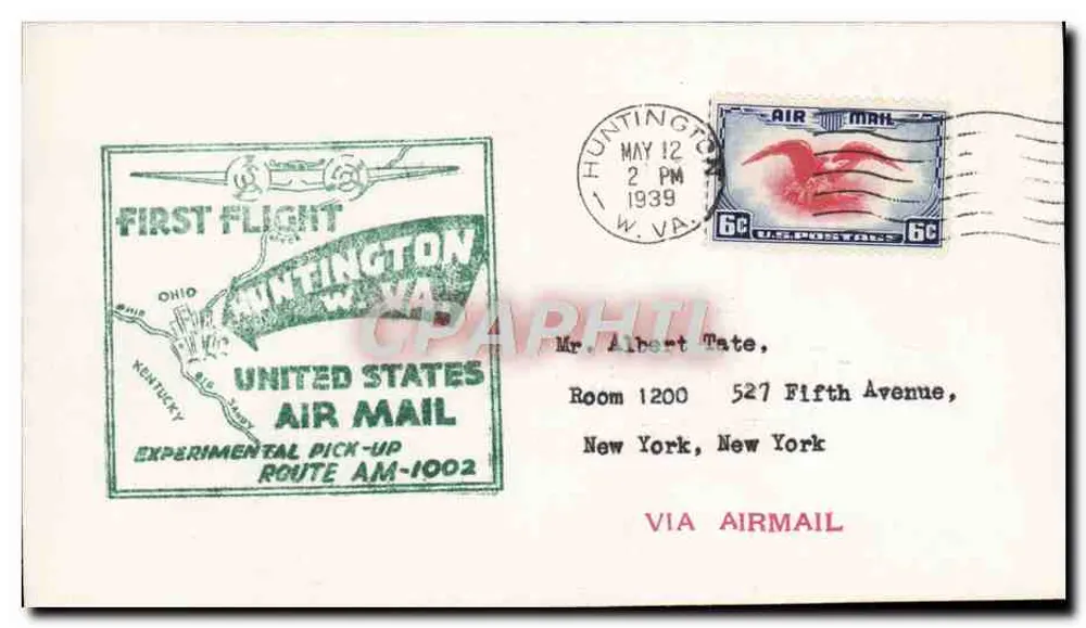 Erster Flug — Huntington, W.Va. — United States Air Mail - Vorderseite