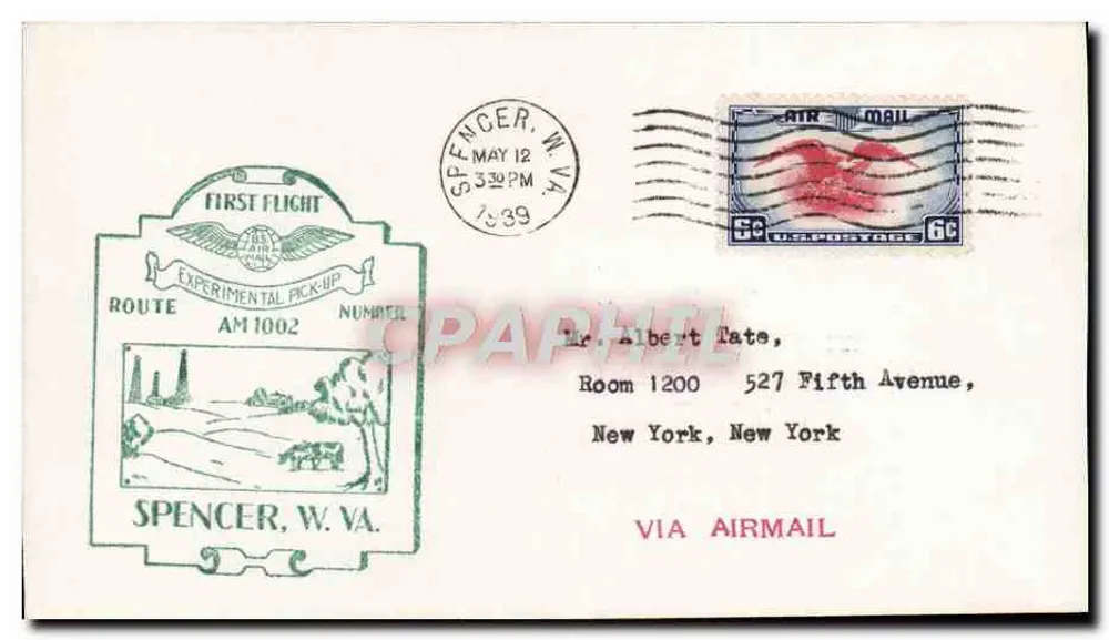 Spencer, W. Va. — Erster experimenteller Flug — Route AM 1002 — Verlag nicht sichtbar - Vorderseite