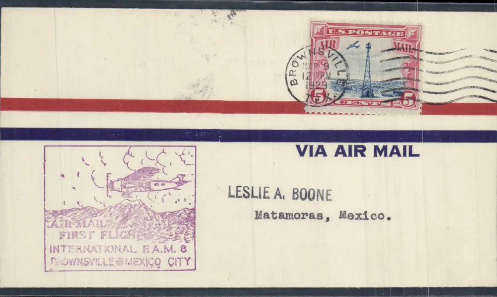 Erster Flug Brownsville-Mexico City — Brownsville, Texas — U.S. Briefmarken - Vorderseite