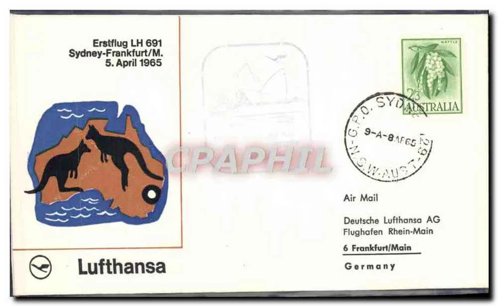 Erstflug LH 691 — Sydney-Frankfurt/M. — 5. April 1965 — Lufthansa - Vorderseite