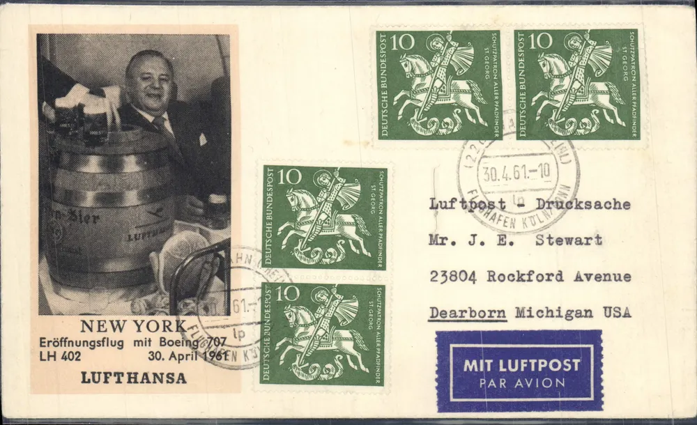 Eröffnungsflog mit Boeing 707 — New York — Lufthansa — Deutsche Bundespost - Vorderseite