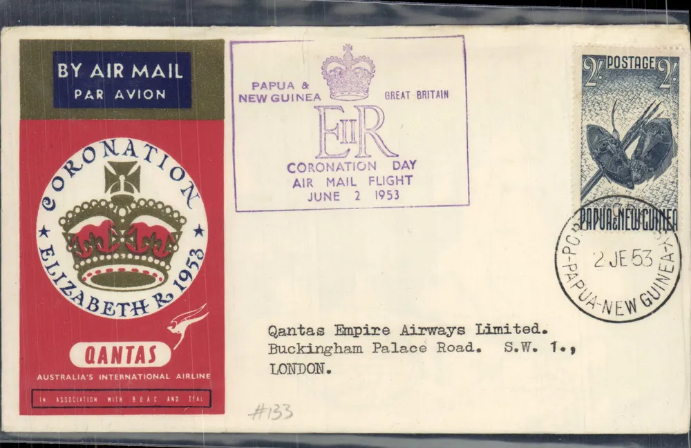 Kronenfeier — Papua & Neuguinea — Qantas Empire Airways Limited — 2. Juni 1953 - Vorderseite