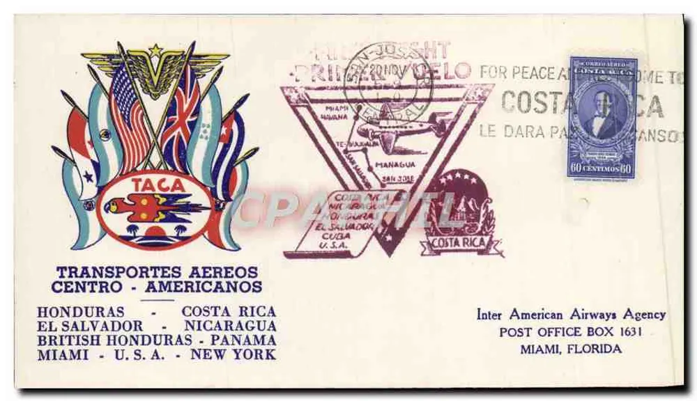 TACA - Transports Aéreos Centro-Americanos — Inter American Airways Agency, Miami - Vorderseite