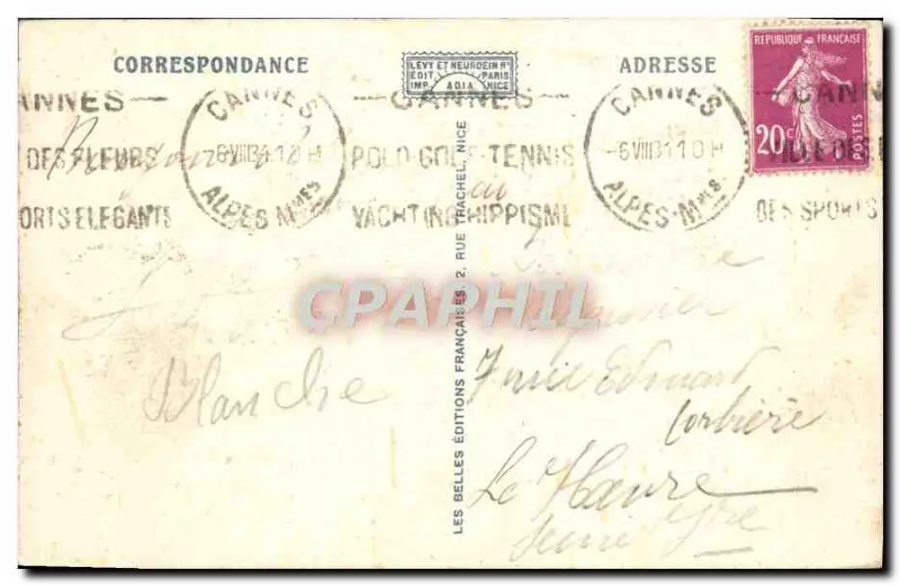 CANNES — Die Gärten und der Mont Chevalier — Adia - Rückseite