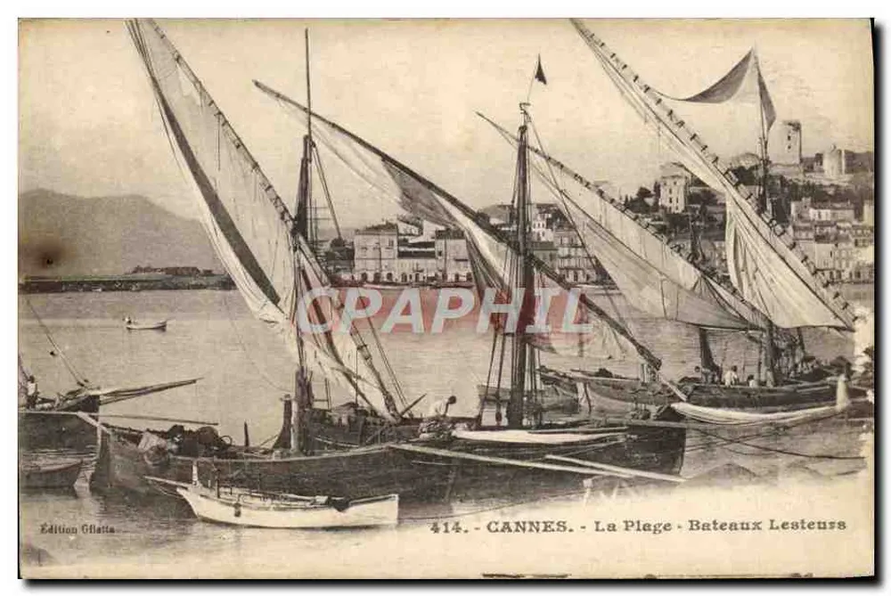 CANNES - La Plage - Bateaux Lesteurs — Édition Giletta, n° 414 - Frente
