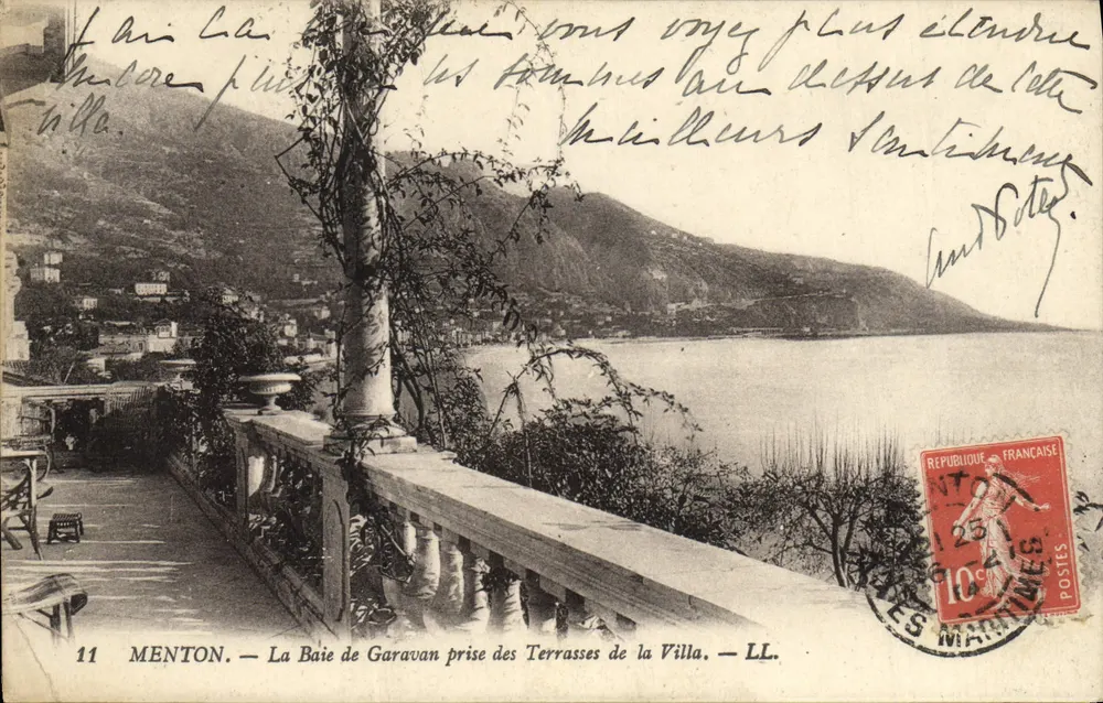 Menton — Die Bucht von Garavan von den Terrassen der Villa aus — LL. - Vorderseite
