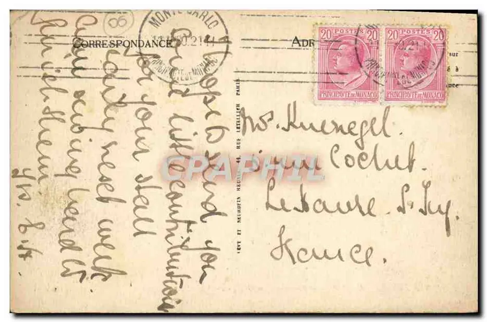 Mônaco - A Avenida Monte-Carlo - Selecta, n°189 - Verso
