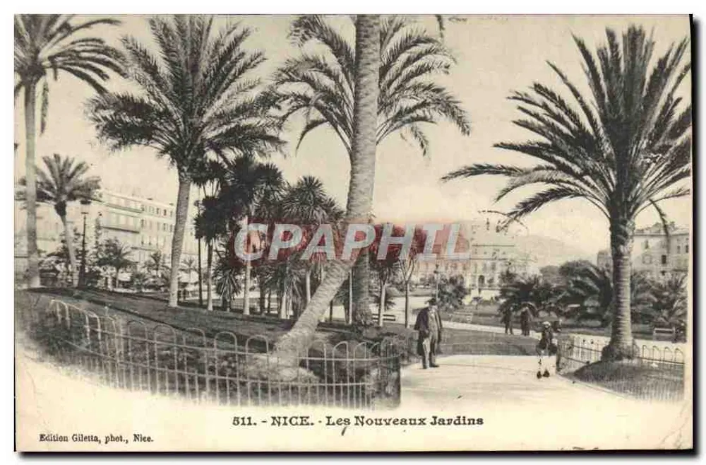 Nice - Les Nouveaux Jardins — Edição Gilletta, fot., Nice, n° 511 - Frente