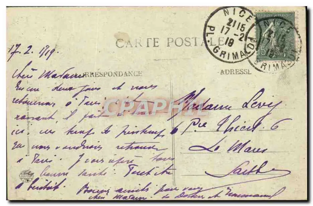 Nice - Píer-Promenade - A Praia - Regatas — editor Jean Raur, n°42 - Verso