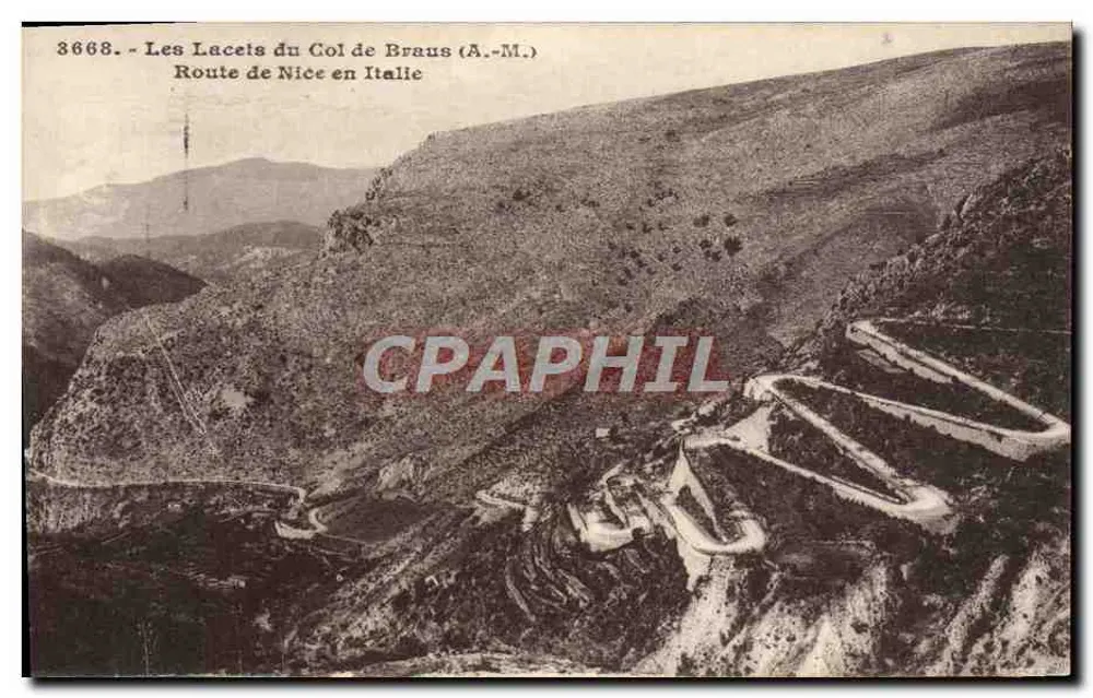 Die Passhöfe des Braus-Passes (A.-M.) — Straße nach Nice in Italien — Verlag Giletta, Nr. 3668 - Vorderseite