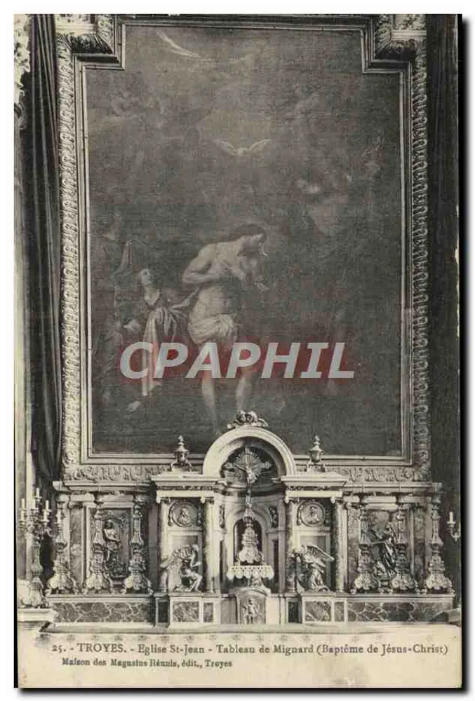 Troyes - Kirche Saint-Jean - Gemälde von Mignard (Taufe Jesu Christi) - Maison des Magnus Rénaux, Verlag, Troyes - Vorderseite