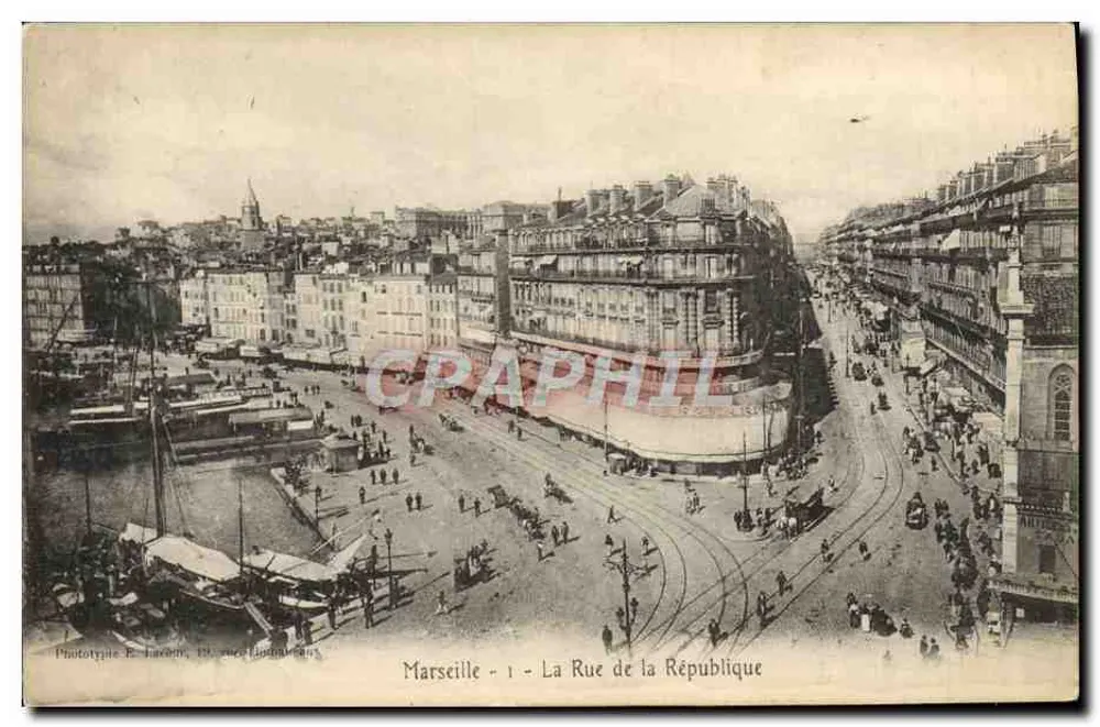 Marselha - A Rue de la République — Fototipia E. Farcine, 19º arrondissement - Frente