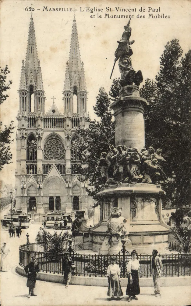 Marseille — Die Kirche Saint-Vincent de Paul und das Denkmal der Mobiles — Verlag: 650 - Vorderseite