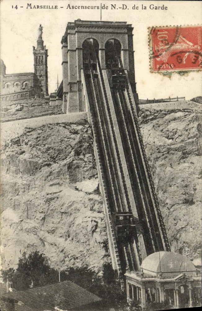 Marseille - Elevadores de N.-D. de la Garde — Editor G. Régnouf, n°14 - Frente