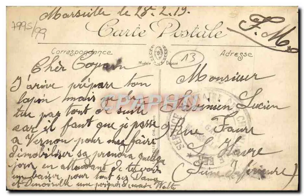 Marseille — La Cannebière — LL - Verso