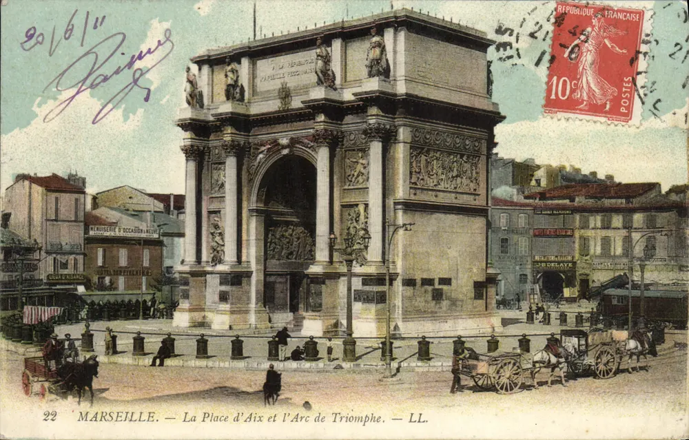 Marselha — A Praça de Aix e o Arco do Triunfo — LL. - Frente