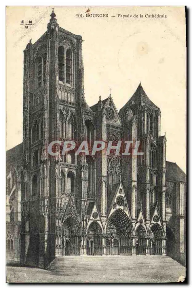 Bourges — Fachada da Catedral — Editor EM, n° 204 - Frente