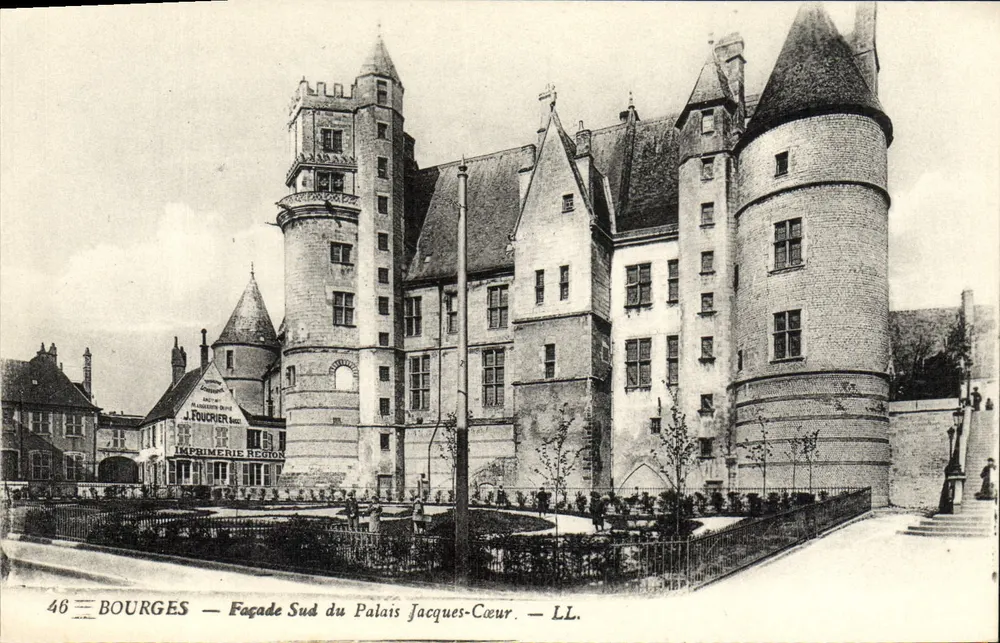 Bourges — Południowa fasada Pałacu Jacques-Cœur — LL. — Drukarnia J. FOUCHIER - Awers