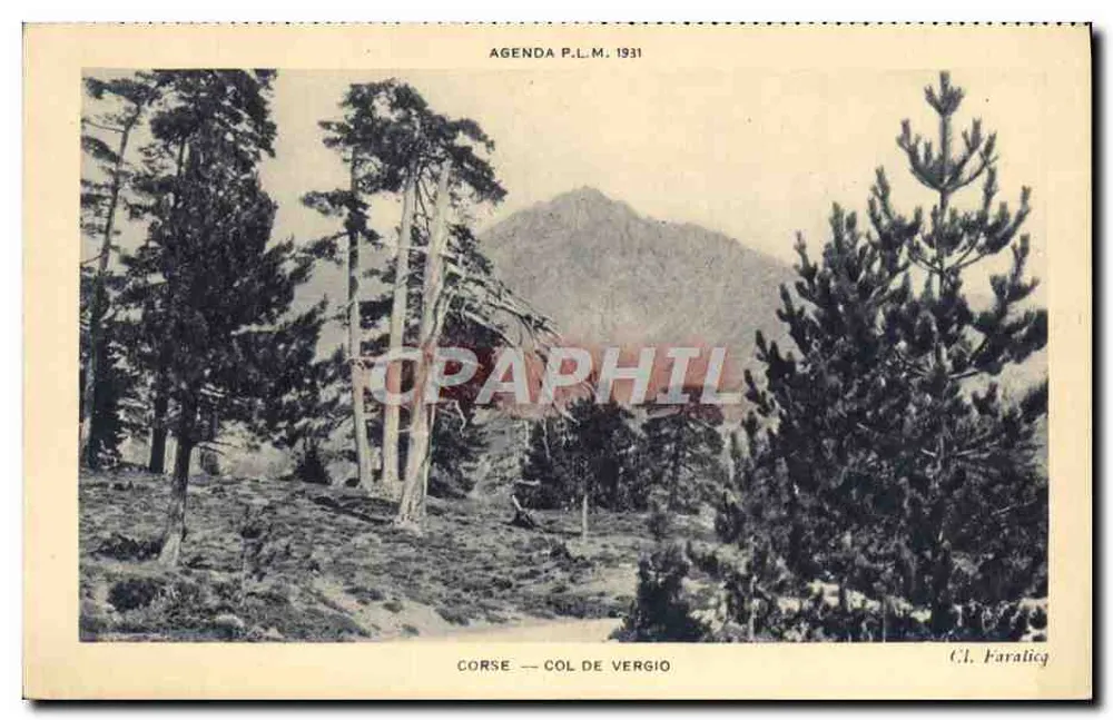Korsyka — Przełęcz Vergio — Agenda P.L.M. 1931 - Awers