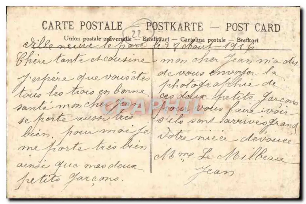 Callac — Le Clocher de Botmel en ruine — Union postale universelle - Achterkant
