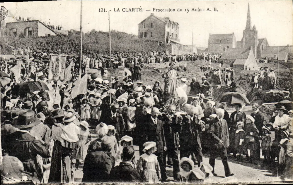 La Clarté — Lễ rước tôn tượng ngày 15 tháng 8 — A. B. — Ảnh chụp bằng phương pháp Phototypie A. Bruel-Angers, số 131 - Mặt trước