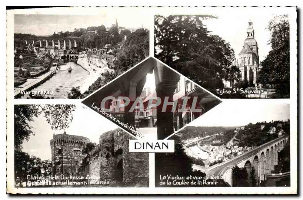 Dinan — Allgemeine Ansicht, Schloss der Herzogin Anne, Kirche Saint-Sauveur, der Viadukt und der Rance-Fluss — Dinan-Edition - Vorderseite