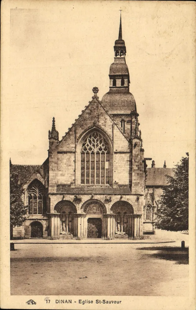 Dinan - Igreja de São Salvador — vista do edifício gótico com seu campanário com ponta — editor 'Albums des Arts Pittoresques' n°17 - Frente