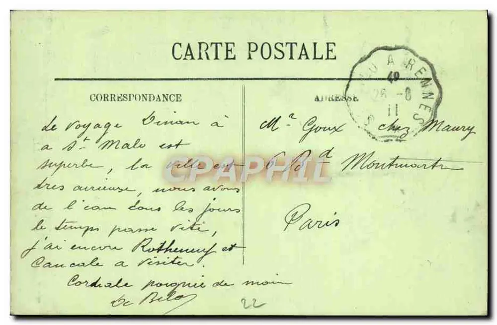 Dinan — A Rue de Jerxual — LL. — Editor LL, n° 47 - Verso