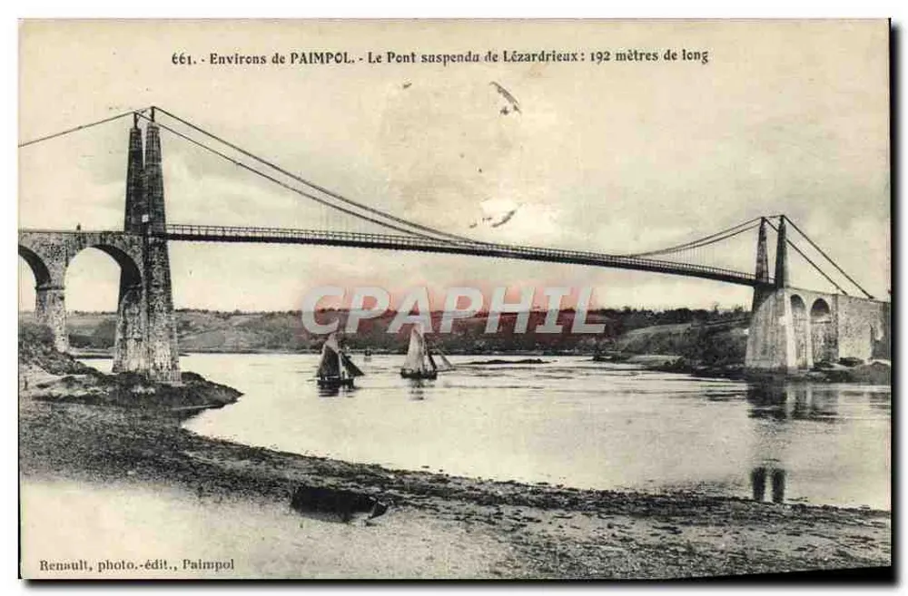 Umgebung von PAIMPOL - Die Hängebrücke von Lézardrieux: 192 Meter lang — Renault, Foto-Verlag, Paimpol - Vorderseite