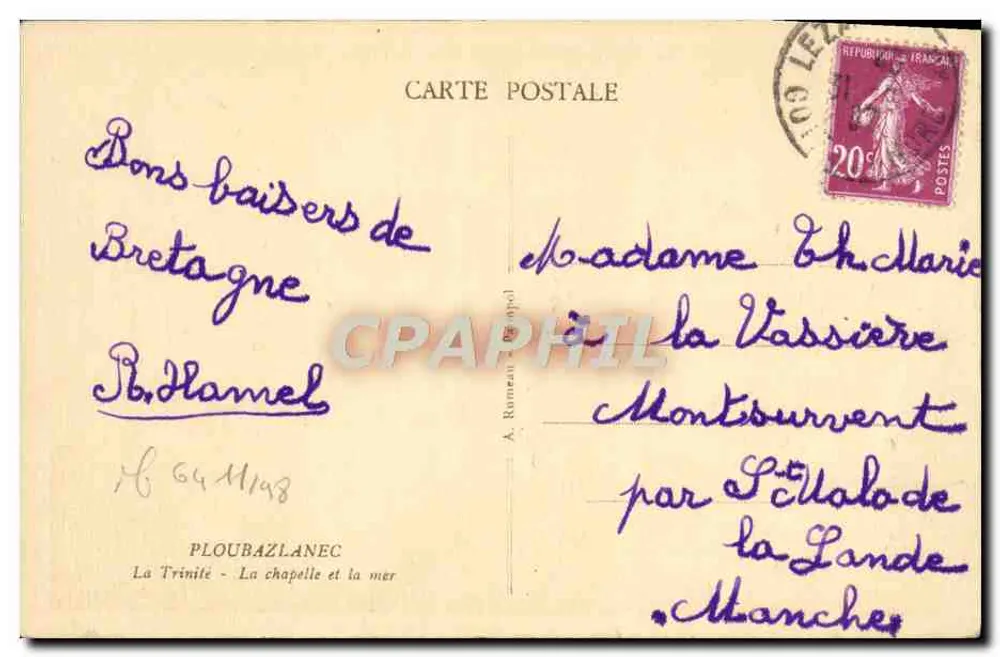 La Trinité - Die Kapelle und das Meer — PLOUBAZLANEC — Verlag A.R. - Rückseite