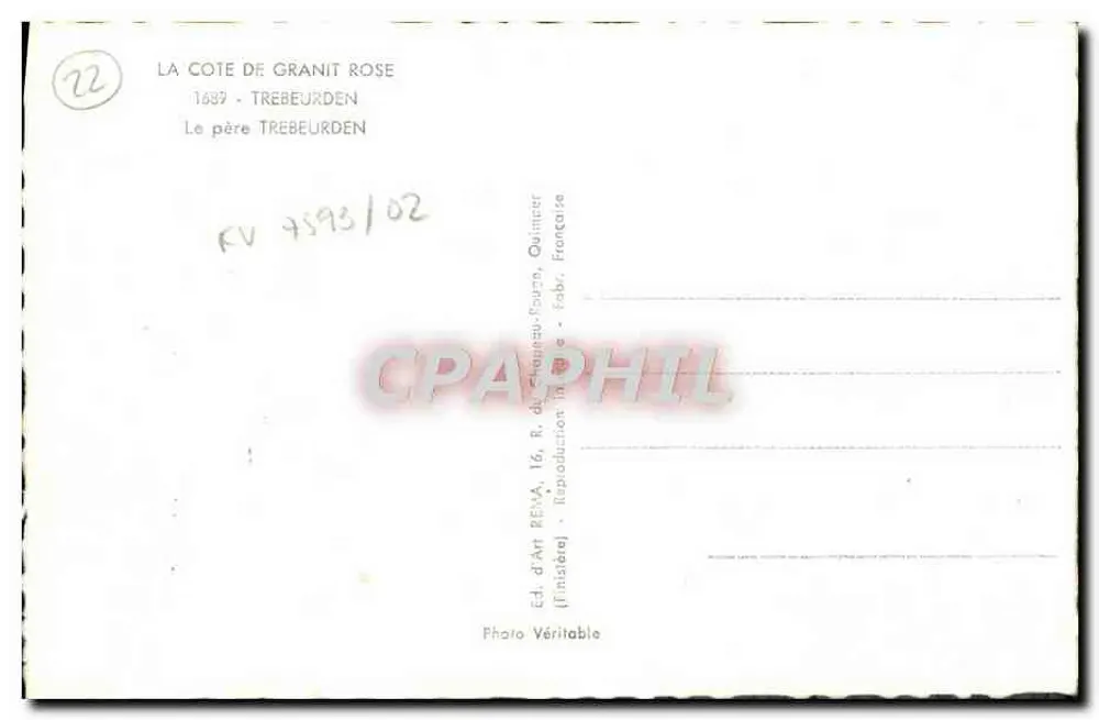 A Costa de Granito Rosa — Trebeurden — Edição de Arte REMA, Quimper - Verso